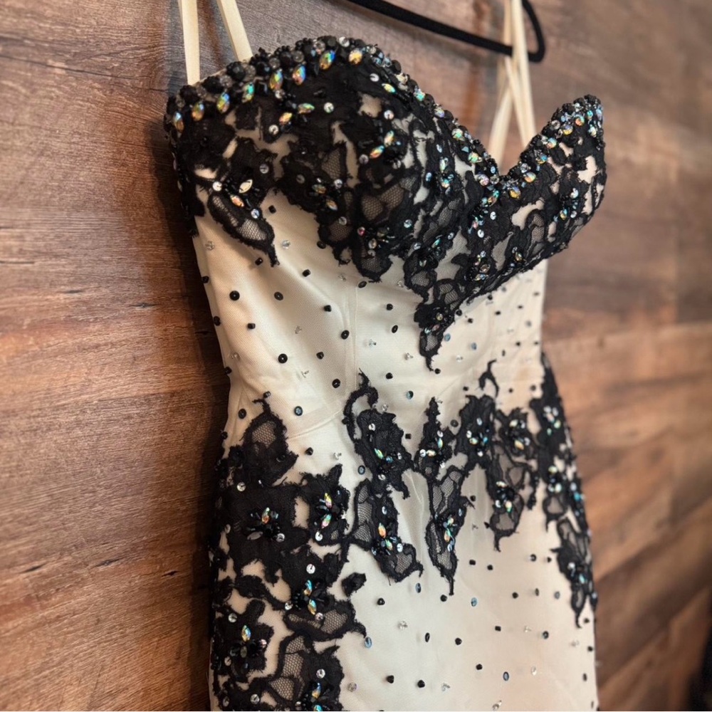 Mori Lee Black and White Prom Dress - Picture 3 of 12